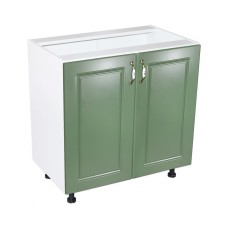 Corp inferior cu 2 usi 80 cm Zebra, Alba/MDF Verde, fara blat 80 x 82 x 50